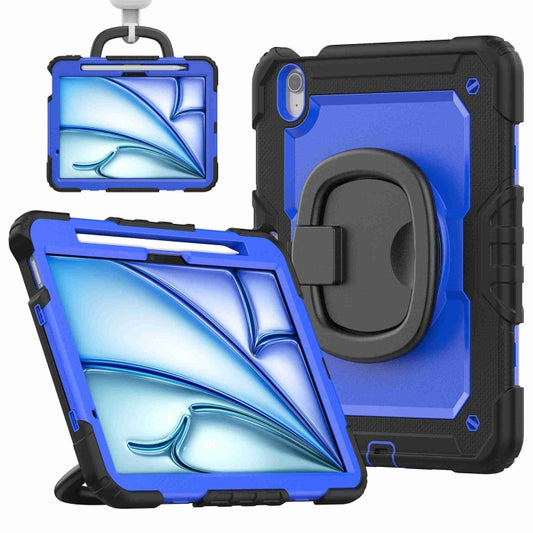 For iPad Air 11 2025 / 2024 Handle Silicone Hydric PC Tablet Case with Shoulder Strap(Dark Blue PC) - iPad Air 11 2025 / 2024 Cases by buy2fix | Online Shopping UK | buy2fix