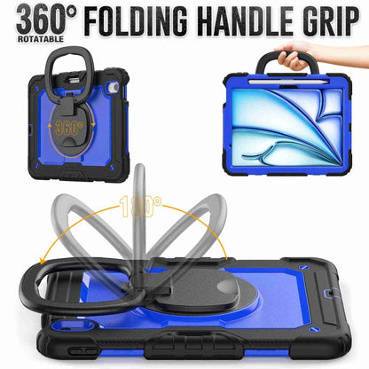 For iPad Air 11 2025 / 2024 Handle Silicone Hydric PC Tablet Case with Shoulder Strap(Dark Blue PC) - iPad Air 11 2025 / 2024 Cases by buy2fix | Online Shopping UK | buy2fix