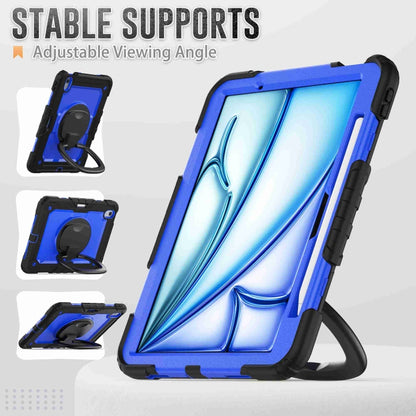 For iPad Air 11 2025 / 2024 Handle Silicone Hydric PC Tablet Case with Shoulder Strap(Dark Blue PC) - iPad Air 11 2025 / 2024 Cases by buy2fix | Online Shopping UK | buy2fix
