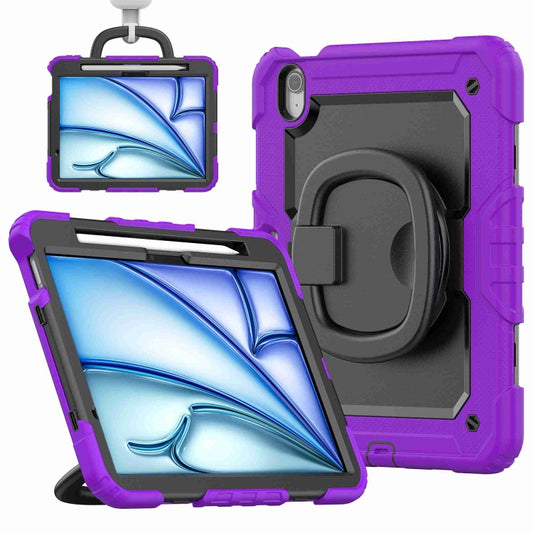 For iPad Air 11 2025 / 2024 Handle Silicone Hydric PC Tablet Case with Shoulder Strap(Purple) - iPad Air 11 2025 / 2024 Cases by buy2fix | Online Shopping UK | buy2fix
