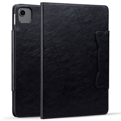 For iPad Pro 12.9 2022 / 2021 / 2020 / 2018 Cat Buckle Leather Smart Tablet Case(Black) - iPad Pro 12.9 (2022/2021) Cases by buy2fix | Online Shopping UK | buy2fix
