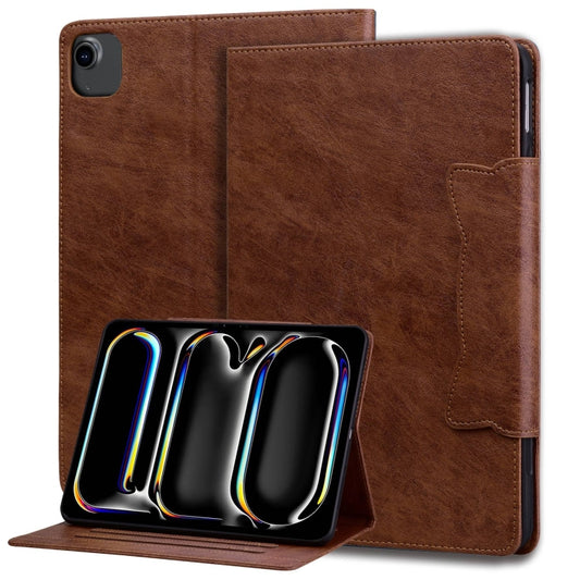 For iPad Pro 12.9 2022 / 2021 / 2020 / 2018 Cat Buckle Leather Smart Tablet Case(Brown) - iPad Pro 12.9 (2022/2021) Cases by buy2fix | Online Shopping UK | buy2fix