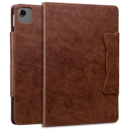 For iPad Pro 12.9 2022 / 2021 / 2020 / 2018 Cat Buckle Leather Smart Tablet Case(Brown) - iPad Pro 12.9 (2022/2021) Cases by buy2fix | Online Shopping UK | buy2fix