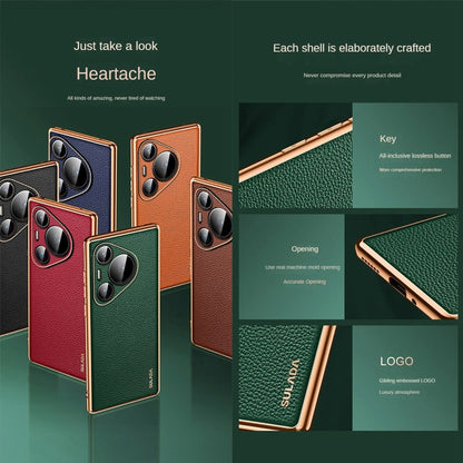 For Huawei Pura 70 SULADA TPU + Litchi Texture Leather Phone Case(Orange) - Huawei Cases by SULADA | Online Shopping UK | buy2fix