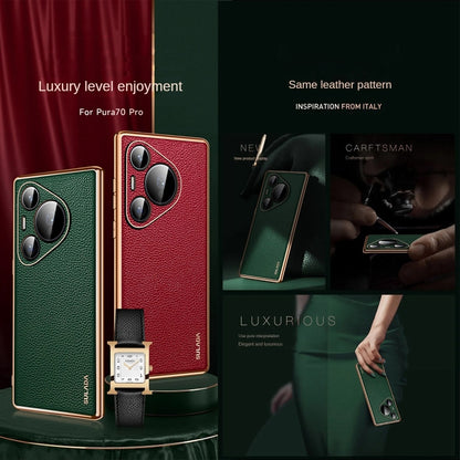 For Huawei Pura 70 Pro SULADA TPU + Litchi Texture Leather Phone Case(Green) - Huawei Cases by SULADA | Online Shopping UK | buy2fix