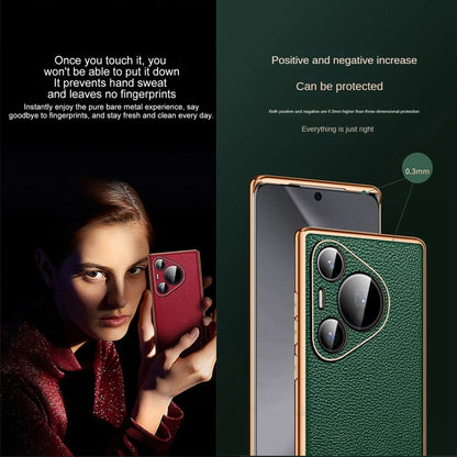 For Huawei Pura 70 Pro SULADA TPU + Litchi Texture Leather Phone Case(Green) - Huawei Cases by SULADA | Online Shopping UK | buy2fix
