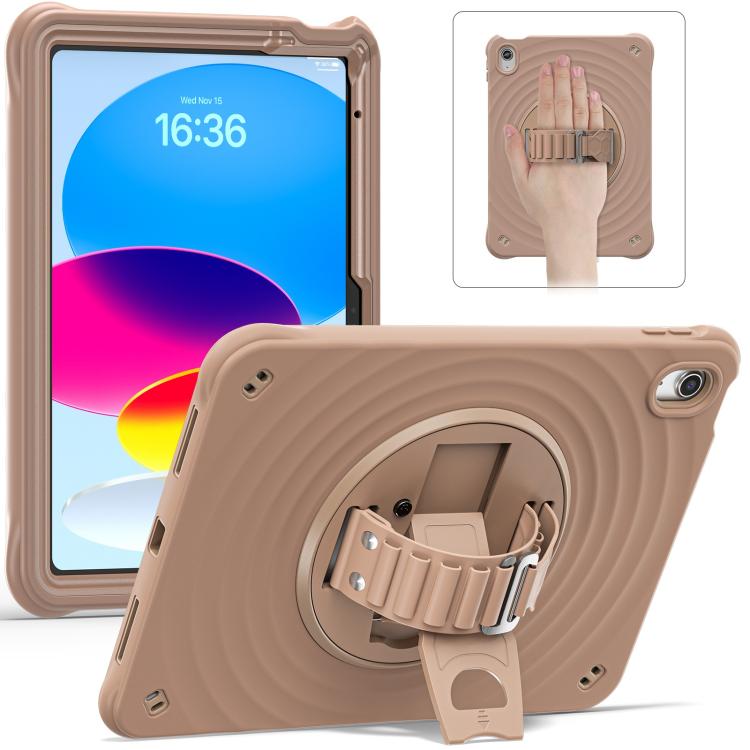 For iPad 2025 / 2022 Rotation Holder Silicone Hybrid PC Tablet Case(Light Coffee) - iPad 2025 / 2022 Cases by buy2fix | Online Shopping UK | buy2fix