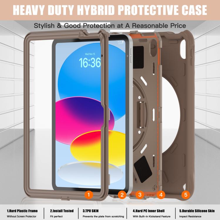 For iPad 2025 / 2022 Rotation Holder Silicone Hybrid PC Tablet Case(Light Coffee) - iPad 2025 / 2022 Cases by buy2fix | Online Shopping UK | buy2fix