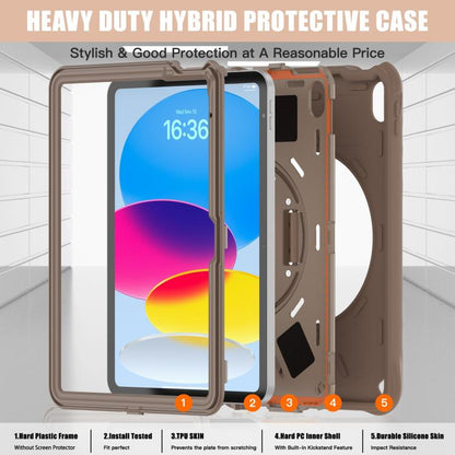 For iPad 2025 / 2022 Rotation Holder Silicone Hybrid PC Tablet Case(Light Coffee) - iPad 2025 / 2022 Cases by buy2fix | Online Shopping UK | buy2fix