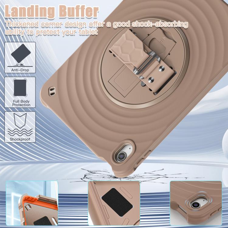 For iPad 2025 / 2022 Rotation Holder Silicone Hybrid PC Tablet Case(Light Coffee) - iPad 2025 / 2022 Cases by buy2fix | Online Shopping UK | buy2fix
