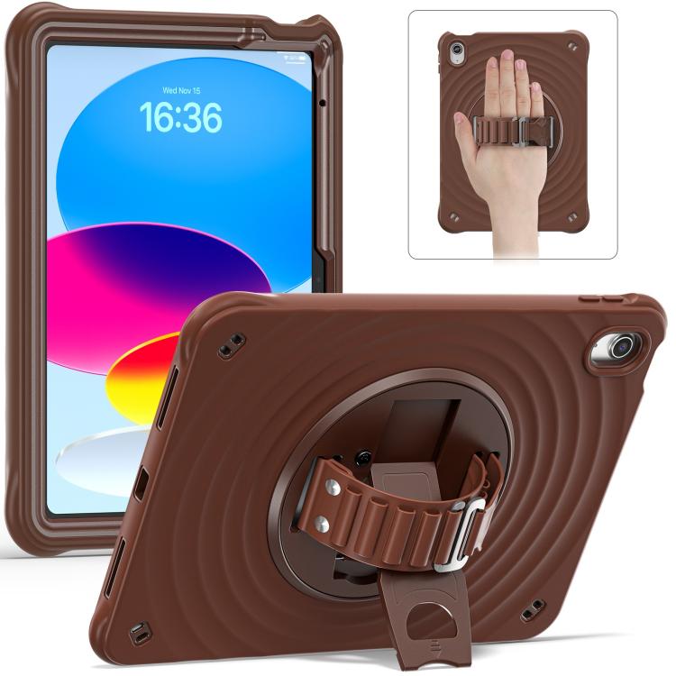 For iPad 2025 / 2022 Rotation Holder Silicone Hybrid PC Tablet Case(Chocolate) - iPad 2025 / 2022 Cases by buy2fix | Online Shopping UK | buy2fix