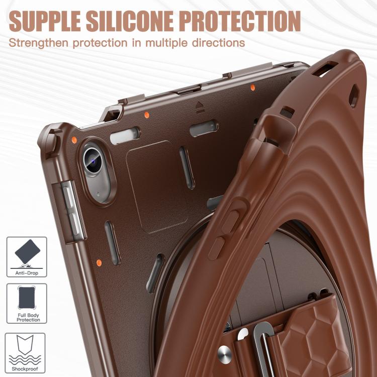 For iPad 2025 / 2022 Rotation Holder Silicone Hybrid PC Tablet Case(Chocolate) - iPad 2025 / 2022 Cases by buy2fix | Online Shopping UK | buy2fix