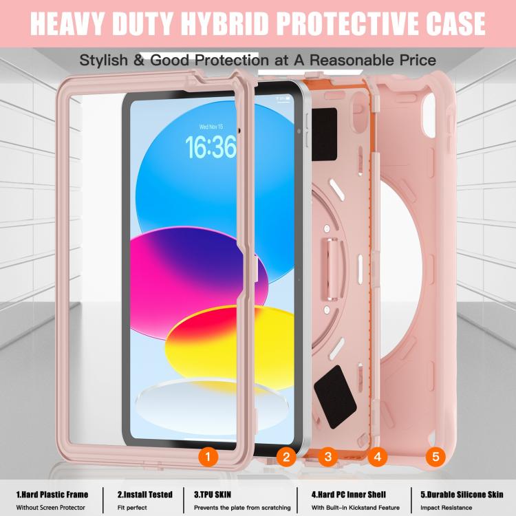 For iPad 2025 / 2022 Rotation Holder Silicone Hybrid PC Tablet Case(Pink) - iPad 2025 / 2022 Cases by buy2fix | Online Shopping UK | buy2fix