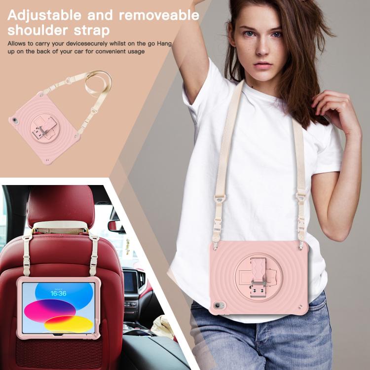 For iPad 2025 / 2022 Rotation Holder Silicone Hybrid PC Tablet Case(Pink) - iPad 2025 / 2022 Cases by buy2fix | Online Shopping UK | buy2fix