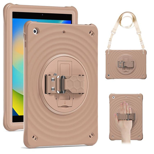 For iPad 10.2 2021 / 2020 / 2019 Rotation Holder Silicone Hybrid PC Tablet Case(Light Coffee) - iPad 10.2 Cases by buy2fix | Online Shopping UK | buy2fix