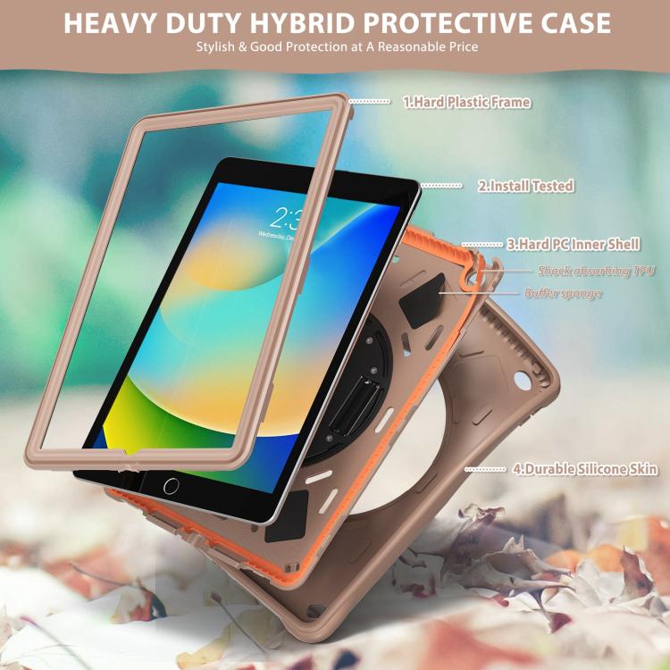 For iPad 10.2 2021 / 2020 / 2019 Rotation Holder Silicone Hybrid PC Tablet Case(Light Coffee) - iPad 10.2 Cases by buy2fix | Online Shopping UK | buy2fix