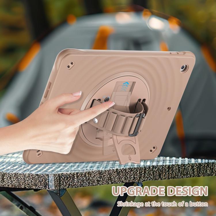For iPad 10.2 2021 / 2020 / 2019 Rotation Holder Silicone Hybrid PC Tablet Case(Light Coffee) - iPad 10.2 Cases by buy2fix | Online Shopping UK | buy2fix