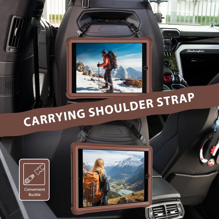 For iPad 10.2 2021 / 2020 / 2019 Rotation Holder Silicone Hybrid PC Tablet Case(Chocolate) - iPad 10.2 Cases by buy2fix | Online Shopping UK | buy2fix