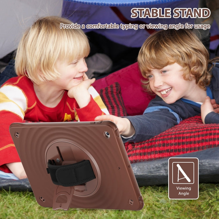 For iPad 10.2 2021 / 2020 / 2019 Rotation Holder Silicone Hybrid PC Tablet Case(Chocolate) - iPad 10.2 Cases by buy2fix | Online Shopping UK | buy2fix