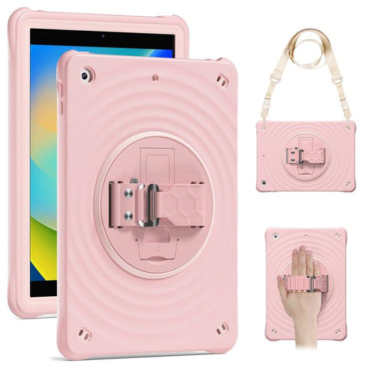 For iPad 10.2 2021 / 2020 / 2019 Rotation Holder Silicone Hybrid PC Tablet Case(Pink) - iPad 10.2 Cases by buy2fix | Online Shopping UK | buy2fix