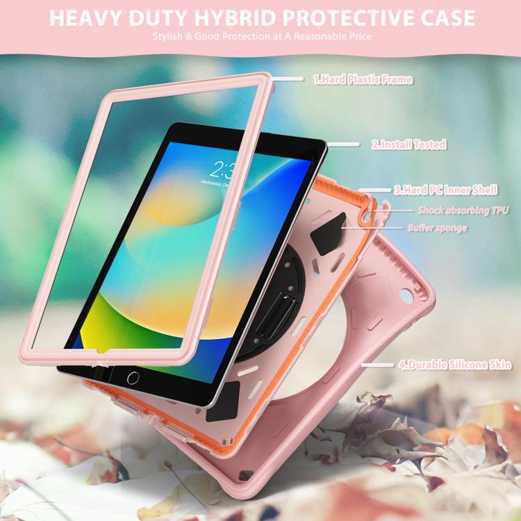 For iPad 10.2 2021 / 2020 / 2019 Rotation Holder Silicone Hybrid PC Tablet Case(Pink) - iPad 10.2 Cases by buy2fix | Online Shopping UK | buy2fix
