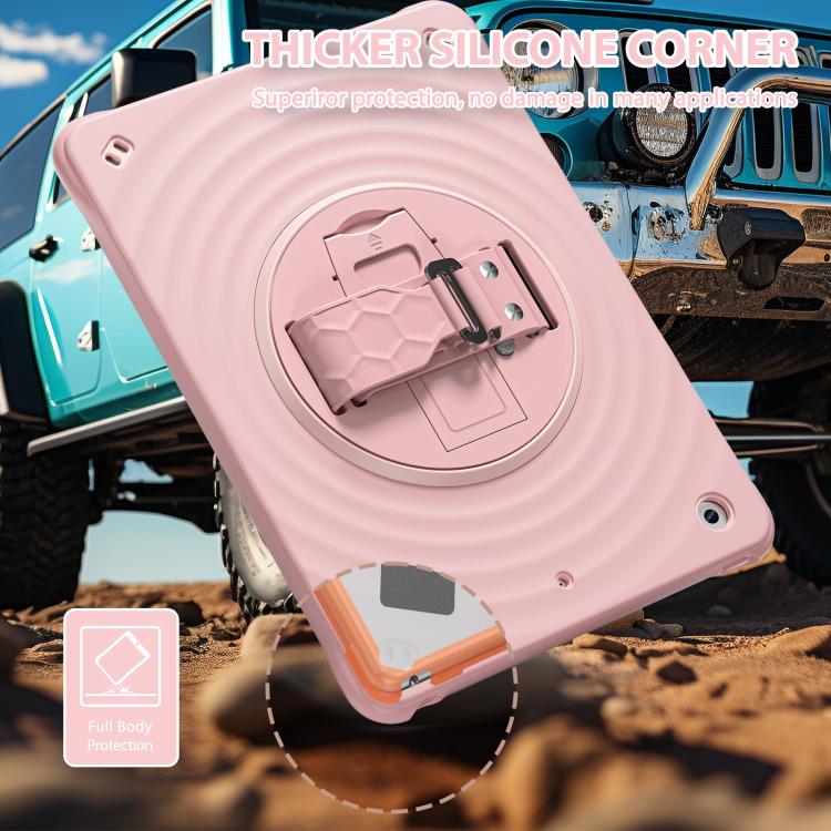 For iPad 10.2 2021 / 2020 / 2019 Rotation Holder Silicone Hybrid PC Tablet Case(Pink) - iPad 10.2 Cases by buy2fix | Online Shopping UK | buy2fix