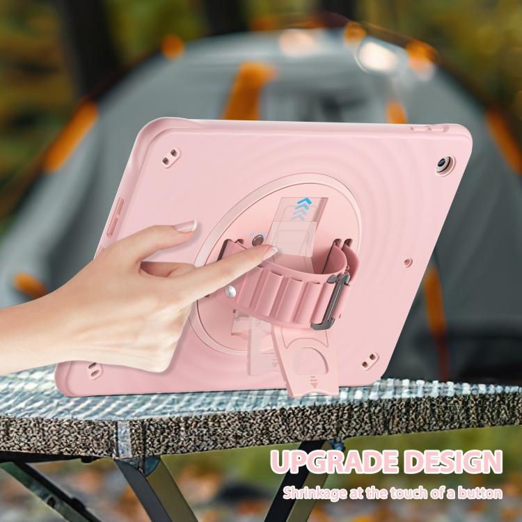 For iPad 10.2 2021 / 2020 / 2019 Rotation Holder Silicone Hybrid PC Tablet Case(Pink) - iPad 10.2 Cases by buy2fix | Online Shopping UK | buy2fix