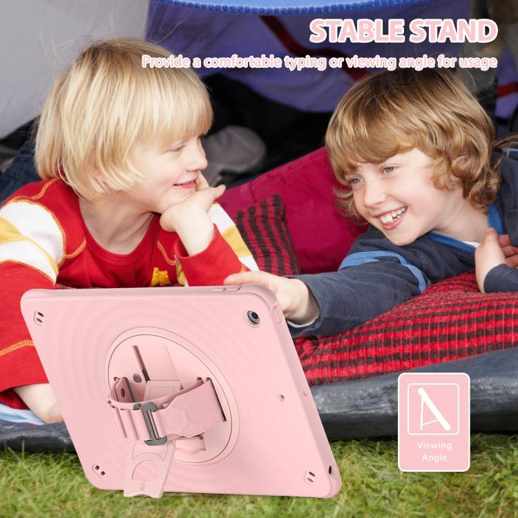 For iPad 10.2 2021 / 2020 / 2019 Rotation Holder Silicone Hybrid PC Tablet Case(Pink) - iPad 10.2 Cases by buy2fix | Online Shopping UK | buy2fix