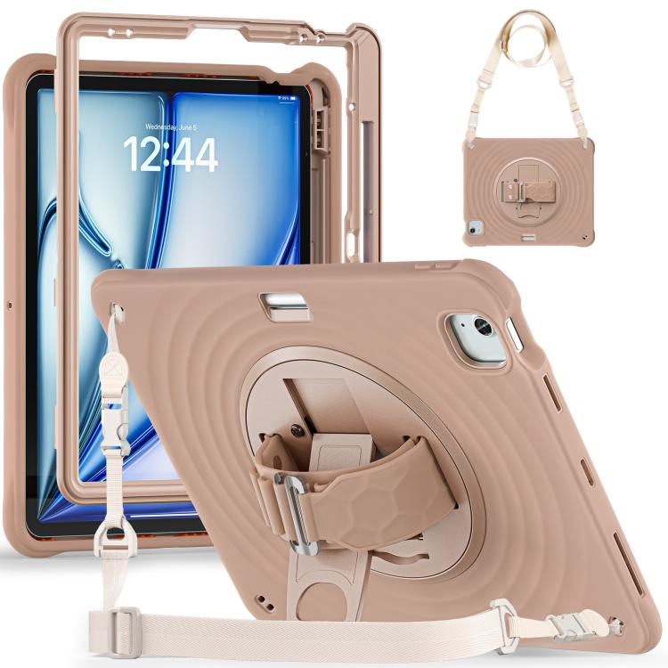 For iPad Air 13 2025 / 2024 Rotation Holder Silicone Hybrid PC Tablet Case(Light Coffee) - iPad Air 13 2025 / 2024 Cases by buy2fix | Online Shopping UK | buy2fix