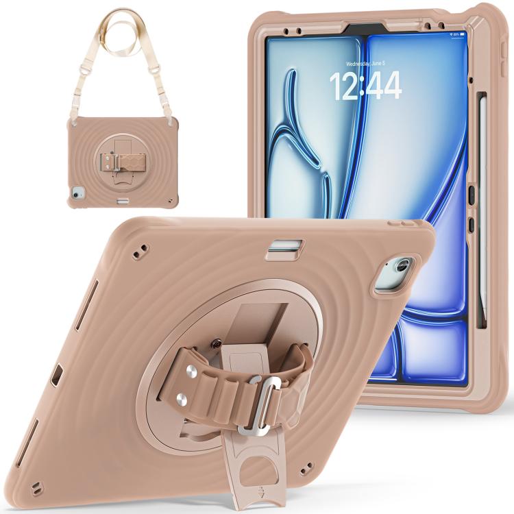 For iPad Air 13 2025 / 2024 Rotation Holder Silicone Hybrid PC Tablet Case(Light Coffee) - iPad Air 13 2025 / 2024 Cases by buy2fix | Online Shopping UK | buy2fix