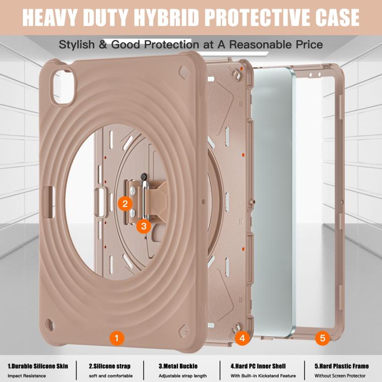 For iPad Air 13 2025 / 2024 Rotation Holder Silicone Hybrid PC Tablet Case(Light Coffee) - iPad Air 13 2025 / 2024 Cases by buy2fix | Online Shopping UK | buy2fix