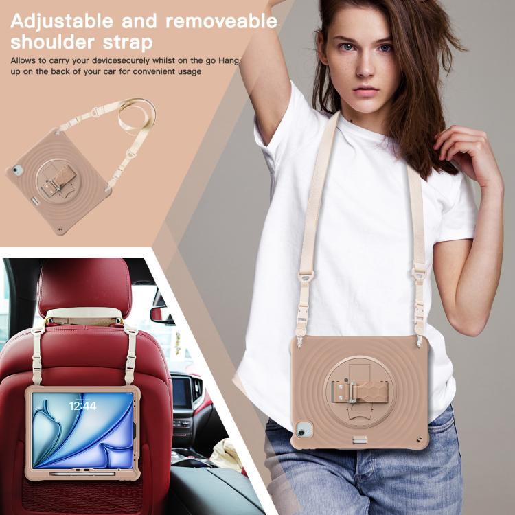 For iPad Air 13 2025 / 2024 Rotation Holder Silicone Hybrid PC Tablet Case(Light Coffee) - iPad Air 13 2025 / 2024 Cases by buy2fix | Online Shopping UK | buy2fix