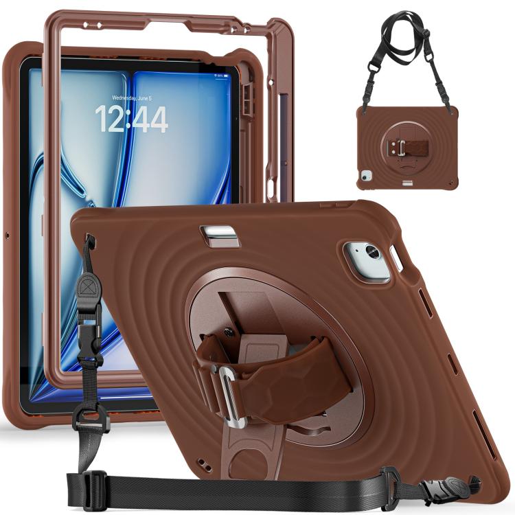For iPad Air 13 2025 / 2024 Rotation Holder Silicone Hybrid PC Tablet Case(Chocolate) - iPad Air 13 2025 / 2024 Cases by buy2fix | Online Shopping UK | buy2fix