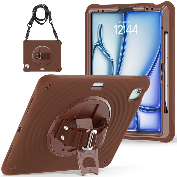 For iPad Air 13 2025 / 2024 Rotation Holder Silicone Hybrid PC Tablet Case(Chocolate) - iPad Air 13 2025 / 2024 Cases by buy2fix | Online Shopping UK | buy2fix