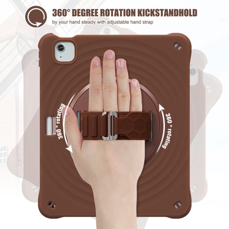For iPad Air 13 2025 / 2024 Rotation Holder Silicone Hybrid PC Tablet Case(Chocolate) - iPad Air 13 2025 / 2024 Cases by buy2fix | Online Shopping UK | buy2fix