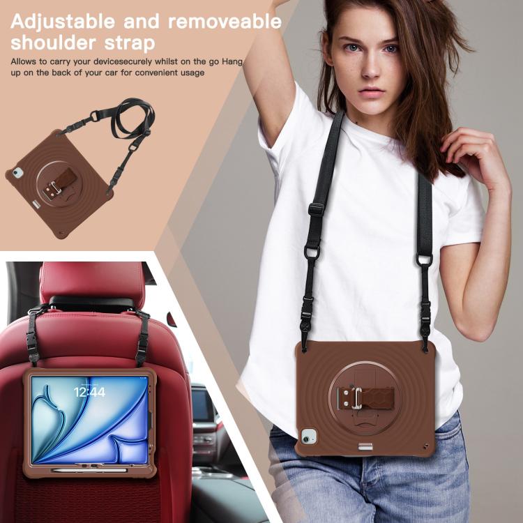 For iPad Air 13 2025 / 2024 Rotation Holder Silicone Hybrid PC Tablet Case(Chocolate) - iPad Air 13 2025 / 2024 Cases by buy2fix | Online Shopping UK | buy2fix