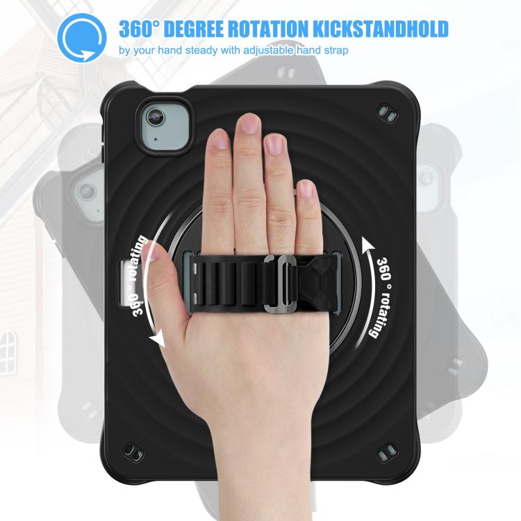 For iPad Air 11 2025 / 2024 Rotation Holder Silicone Hybrid PC Tablet Case(Black) - iPad Air 11 2025 / 2024 Cases by buy2fix | Online Shopping UK | buy2fix