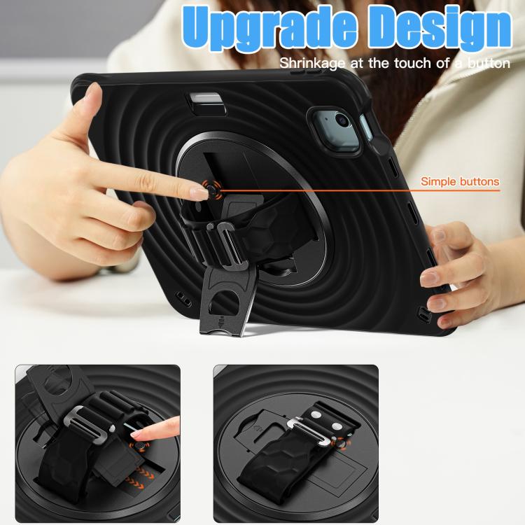 For iPad Air 11 2025 / 2024 Rotation Holder Silicone Hybrid PC Tablet Case(Black) - iPad Air 11 2025 / 2024 Cases by buy2fix | Online Shopping UK | buy2fix