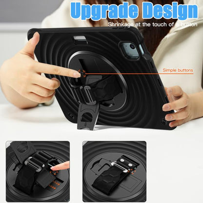For iPad Air 11 2025 / 2024 Rotation Holder Silicone Hybrid PC Tablet Case(Black) - iPad Air 11 2025 / 2024 Cases by buy2fix | Online Shopping UK | buy2fix