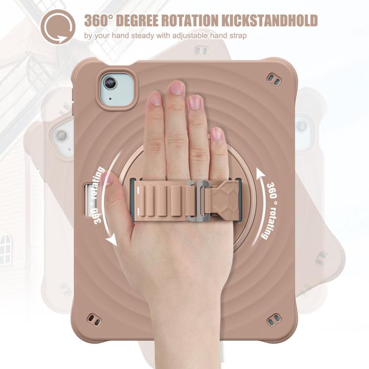 For iPad Air 11 2025 / 2024 Rotation Holder Silicone Hybrid PC Tablet Case(Light Coffee) - iPad Air 11 2025 / 2024 Cases by buy2fix | Online Shopping UK | buy2fix