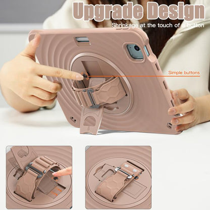 For iPad Air 11 2025 / 2024 Rotation Holder Silicone Hybrid PC Tablet Case(Light Coffee) - iPad Air 11 2025 / 2024 Cases by buy2fix | Online Shopping UK | buy2fix