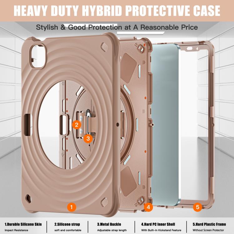 For iPad Air 11 2025 / 2024 Rotation Holder Silicone Hybrid PC Tablet Case(Light Coffee) - iPad Air 11 2025 / 2024 Cases by buy2fix | Online Shopping UK | buy2fix