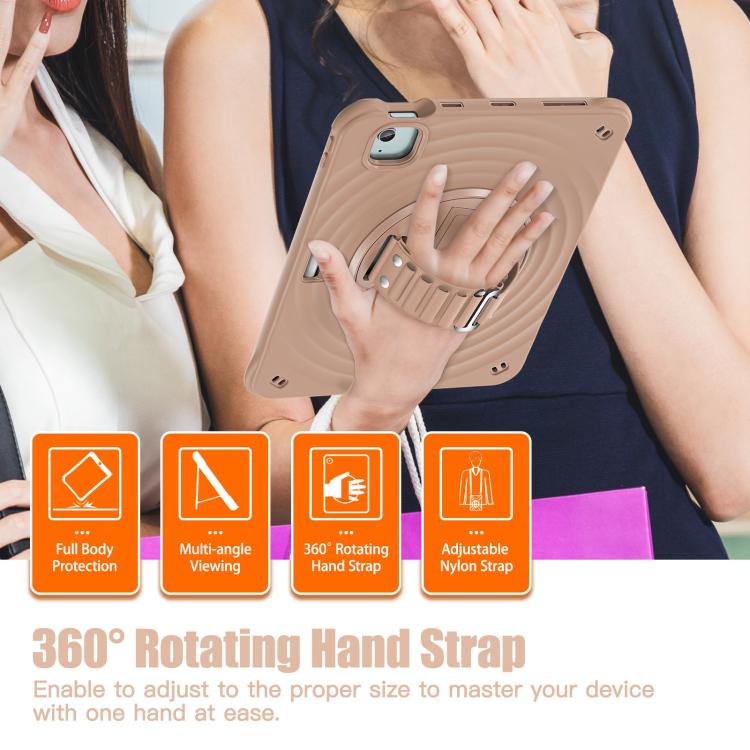 For iPad Air 11 2025 / 2024 Rotation Holder Silicone Hybrid PC Tablet Case(Light Coffee) - iPad Air 11 2025 / 2024 Cases by buy2fix | Online Shopping UK | buy2fix