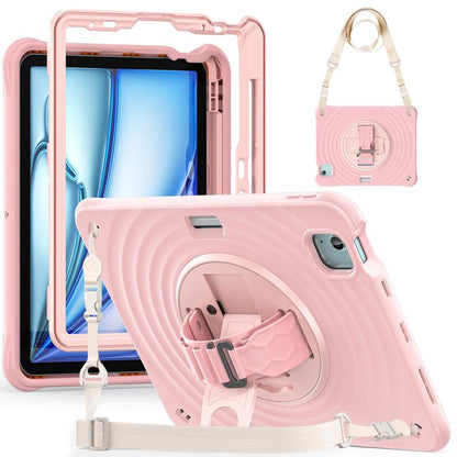 For iPad Air 11 2025 / 2024 Rotation Holder Silicone Hybrid PC Tablet Case(Pink) - iPad Air 11 2025 / 2024 Cases by buy2fix | Online Shopping UK | buy2fix
