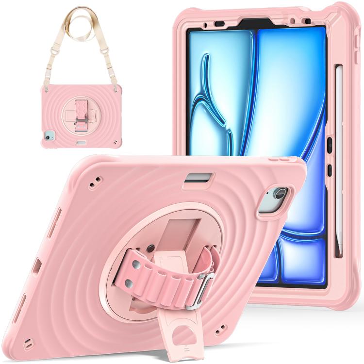 For iPad Air 11 2025 / 2024 Rotation Holder Silicone Hybrid PC Tablet Case(Pink) - iPad Air 11 2025 / 2024 Cases by buy2fix | Online Shopping UK | buy2fix