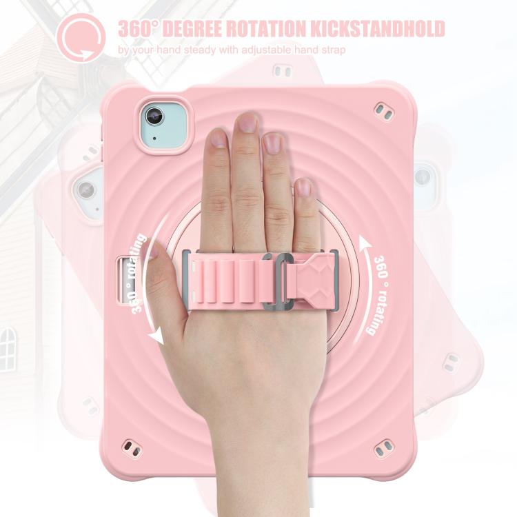 For iPad Air 11 2025 / 2024 Rotation Holder Silicone Hybrid PC Tablet Case(Pink) - iPad Air 11 2025 / 2024 Cases by buy2fix | Online Shopping UK | buy2fix