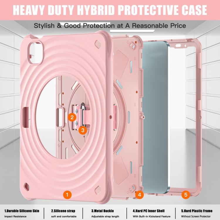 For iPad Air 11 2025 / 2024 Rotation Holder Silicone Hybrid PC Tablet Case(Pink) - iPad Air 11 2025 / 2024 Cases by buy2fix | Online Shopping UK | buy2fix