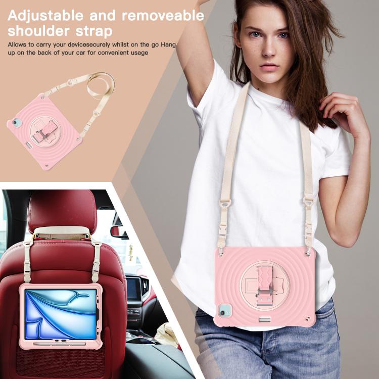 For iPad Air 11 2025 / 2024 Rotation Holder Silicone Hybrid PC Tablet Case(Pink) - iPad Air 11 2025 / 2024 Cases by buy2fix | Online Shopping UK | buy2fix