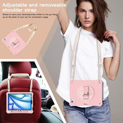 For iPad Air 11 2025 / 2024 Rotation Holder Silicone Hybrid PC Tablet Case(Pink) - iPad Air 11 2025 / 2024 Cases by buy2fix | Online Shopping UK | buy2fix