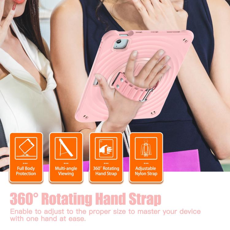For iPad Air 11 2025 / 2024 Rotation Holder Silicone Hybrid PC Tablet Case(Pink) - iPad Air 11 2025 / 2024 Cases by buy2fix | Online Shopping UK | buy2fix